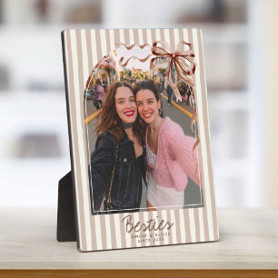 Personalized Best Friends Photo Preppy Earth Tone Plaque