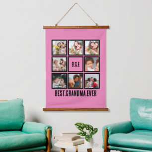 Personalized Best Grandma Ever 8 Photo Collage Hanging Tapestry