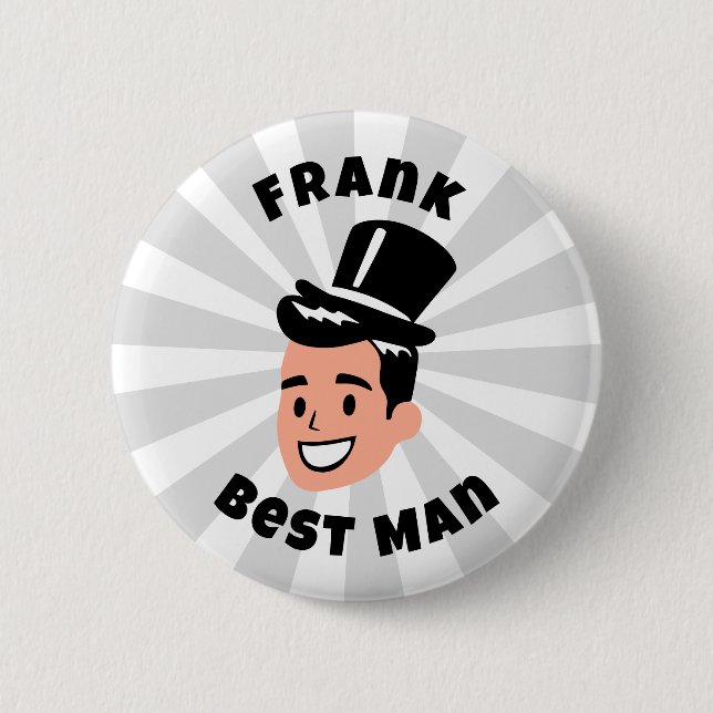 Personalized best man 6 cm round badge (Front)