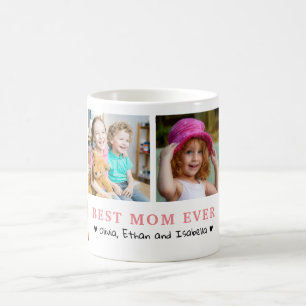 Personalized Best Mom Ever 4 Photo Collage Coffee Mug