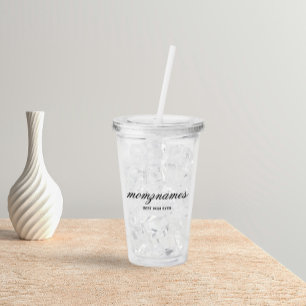 Personalized Best Mom Ever Calligraphy Name Acrylic Tumbler