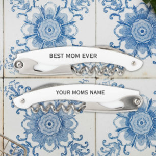 Personalized Best Mom Ever Calligraphy Name Corkscrew