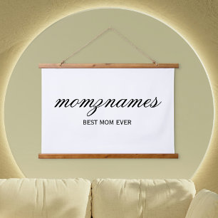 Personalized Best Mom Ever Calligraphy Name Hanging Tapestry