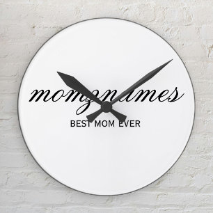Personalized Best Mom Ever Calligraphy Name Round Clock