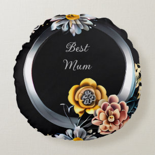 Personalized Best Mom Floral Round Cushion