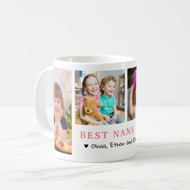 Personalized Best Nana Ever 4 Photo Collage   Coffee Mug (Front Left)