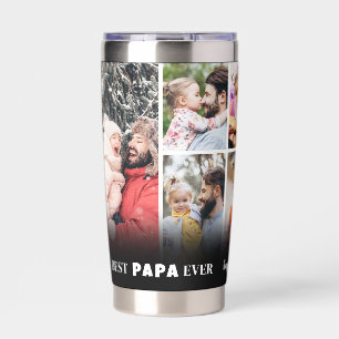Personalized Best Papa 8 Photo Collage Father Insulated Tumbler