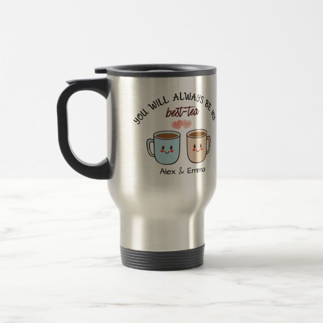 Personalized Best-Tea Couple   Travel Mug (Left)