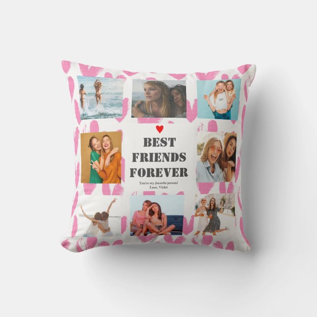Personalized BFF Gift Best Friends photo collage Cushion (Front)