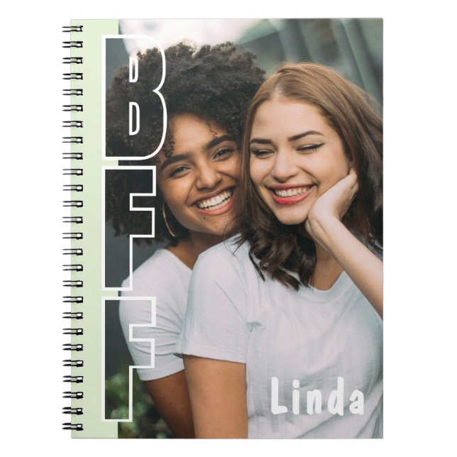 Personalized BFF Photo Illusion Green Notebook (Front)