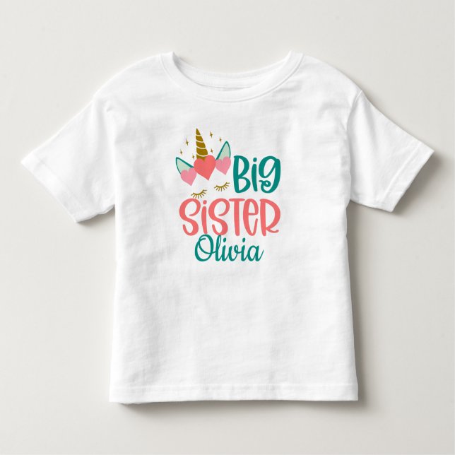 Personalized Big SIster with Name Toddler T-Shirt (Front)