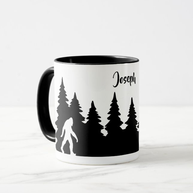 Personalized Bigfoot Sasquatch Silhouette Forest Mug (Front Left)