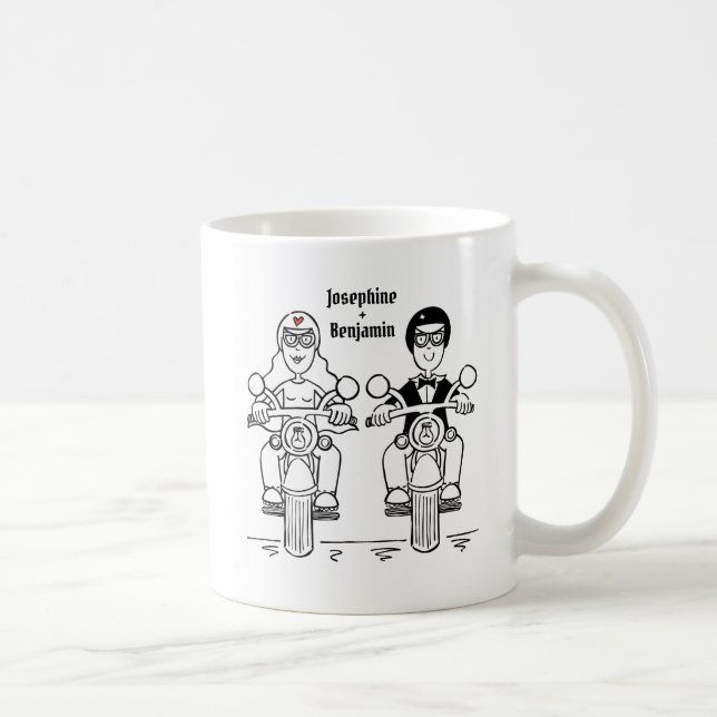 Personalized Biker Couple Wedding Gift Ceramic Mug (Right)