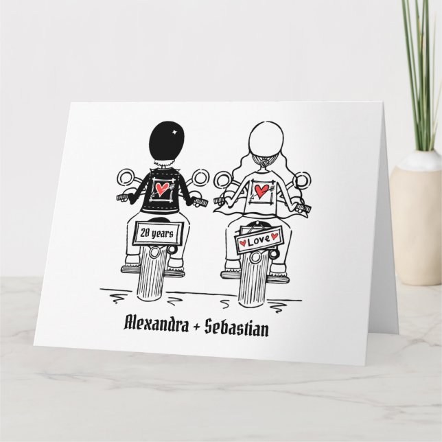 Personalized Biker Motorcycle Wedding Anniversary Card (Front)