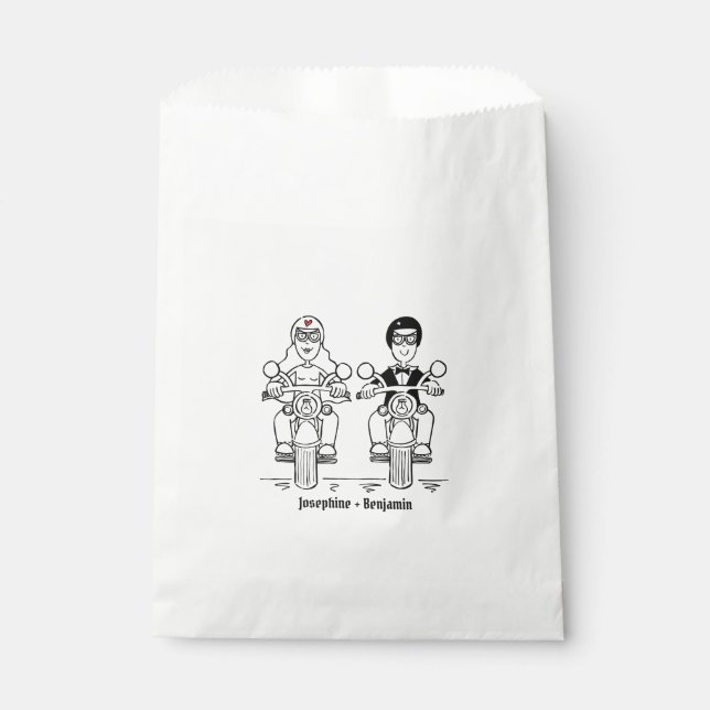 Personalized Biker Motorcycle Wedding Favor Bags (Front)