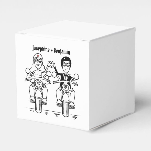 Personalized Biker Motorcycle Wedding Favor Box (Front Side)