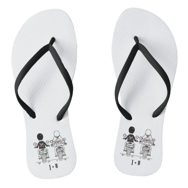 Personalized Biker Motorcycle Wedding Flip Flops (Footbed)