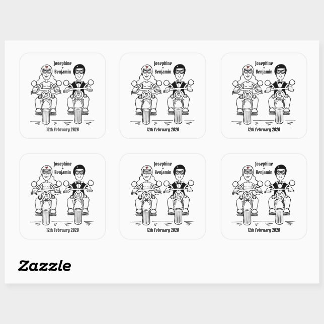 Personalized Biker Motorcycle Wedding Stickers (Sheet)
