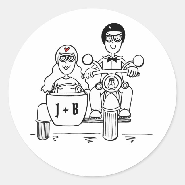 Personalized Biker Motorcycle Wedding Stickers (Front)