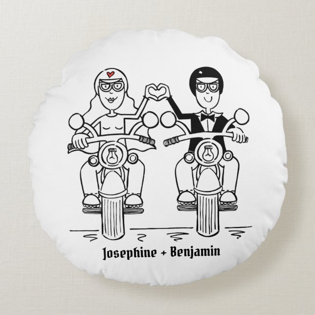 Personalized Biker Wedding Gift Throw Cushion (Front)