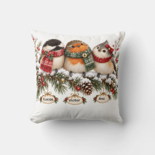 Personalized Bird Family Christmas Ornament Custom Cushion