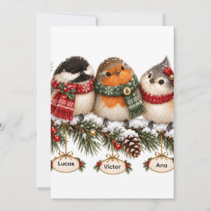 Personalized Bird Family Christmas Ornament Custom Invitation