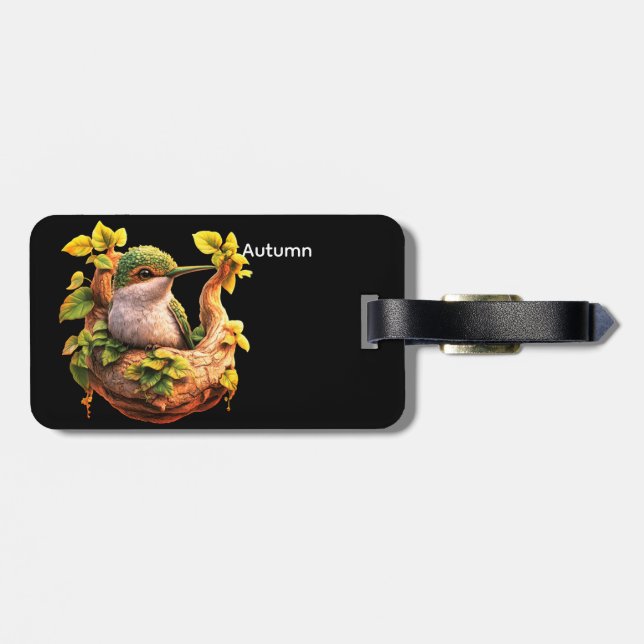 Personalized Bird Silhouette Luggage Tag (Back Horizontal)