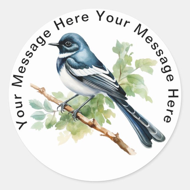 Personalized Bird  Stickers Oriental Magpie-Robin  (Front)