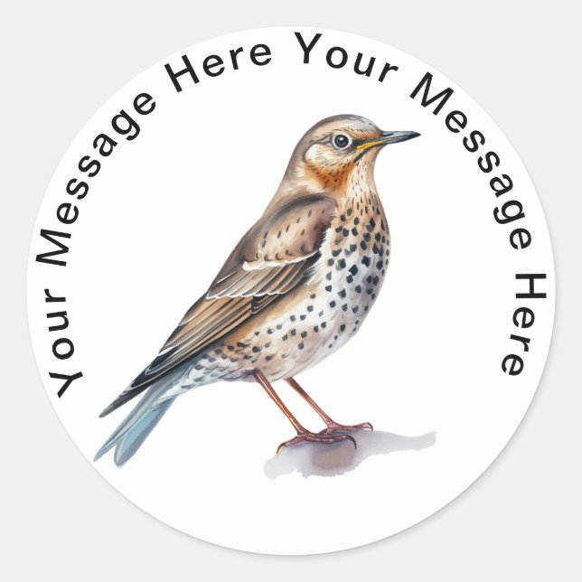 Personalized Bird  Stickers Thistle Thrush (Front)
