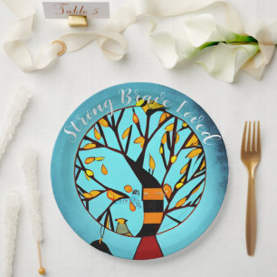 Personalized Birds in Tree Breast Cancer Paper Plate