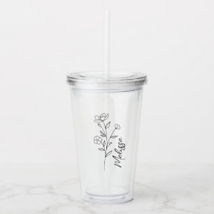 Personalized Birth Flower Tumbler, Gifts for Her,  Acrylic Tumbler