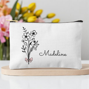 Personalized Birth Month Flower Accessory Pouch