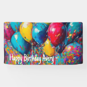 Personalized Birthday Banner   Colorful Balloons