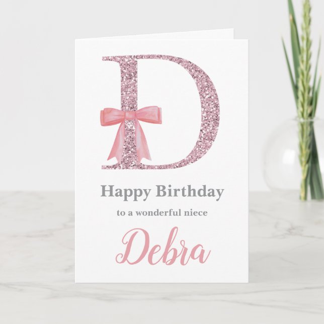 Personalized Birthday Card for Her - Letter D (Front)