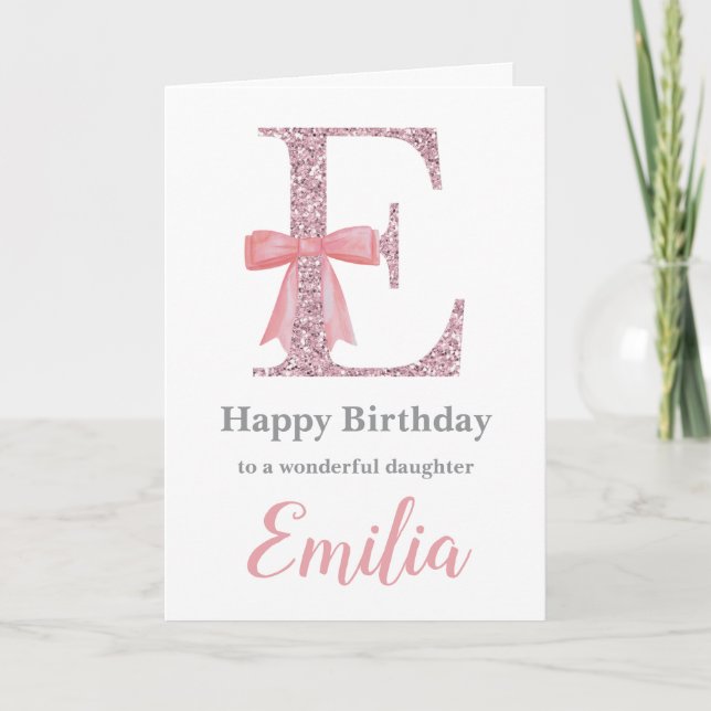 Personalized Birthday Card for Her - Letter E (Front)