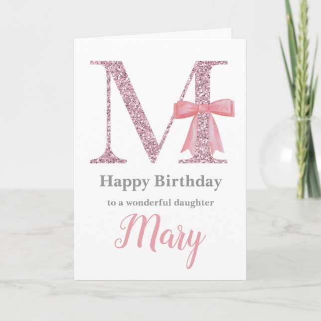 Personalized Birthday Card for Her - Letter M (Front)