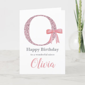 Personalized Birthday Card for Her - Letter O