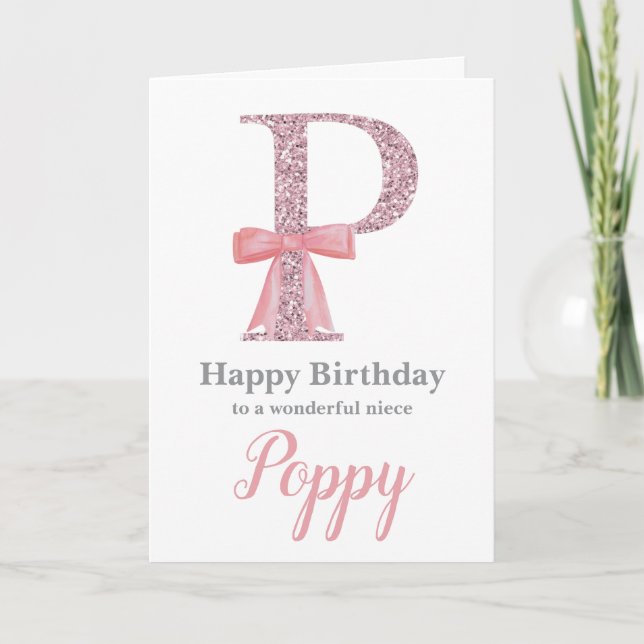 Personalized Birthday Card for Her - Letter P (Front)