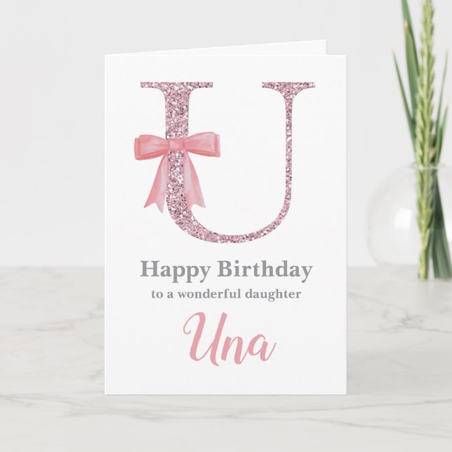 Personalized Birthday Card for Her - Letter U (Front)