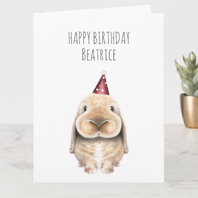 Personalized Birthday Card - Sweet Bunny (Small Plant)