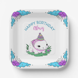 Personalized Birthday Girl Axolotl Themed Paper Plate