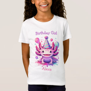 Personalized Birthday Girl   Axolotl Themed T-Shirt