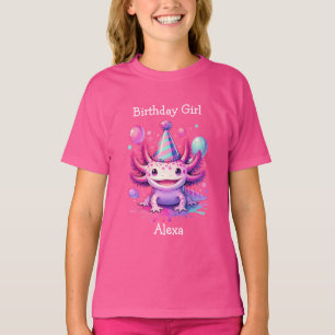 Personalized Birthday Girl   Axolotl Themed T-Shirt
