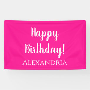 Personalized Birthday Hot Pink Happy Birthday Banner