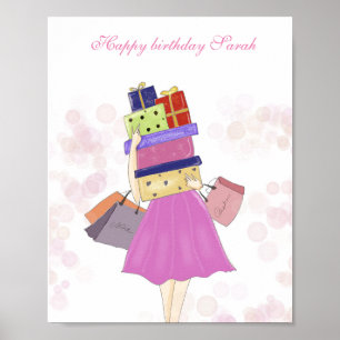  Personalized birthday, illustration Poster