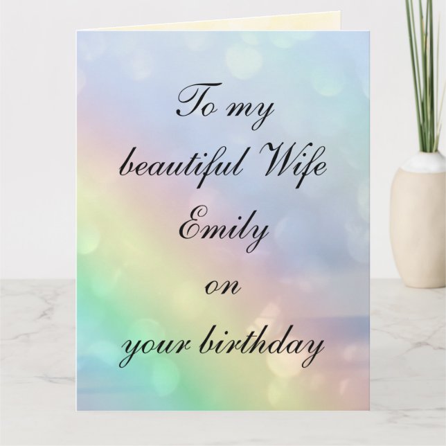 Personalized Birthday Wife design Card (Front)