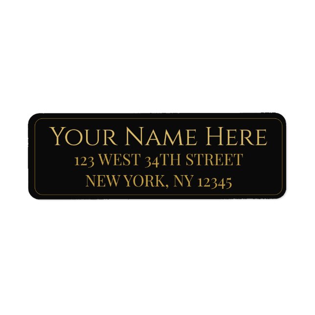 Personalized Black and Gold Name and Address on (Front)