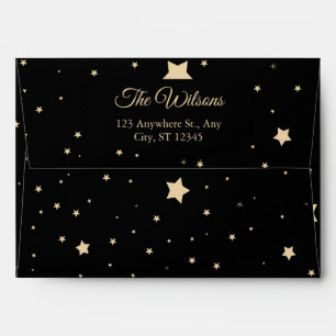 Personalized Black and Gold Starry Night Christmas Envelope