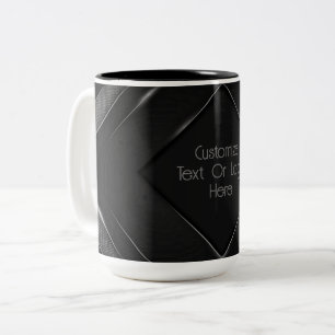 Personalized Black And Gray Chevron  Two-Tone Coffee Mug