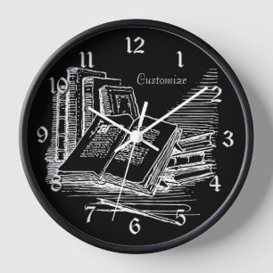 Personalized  Black And White Academia  Clock